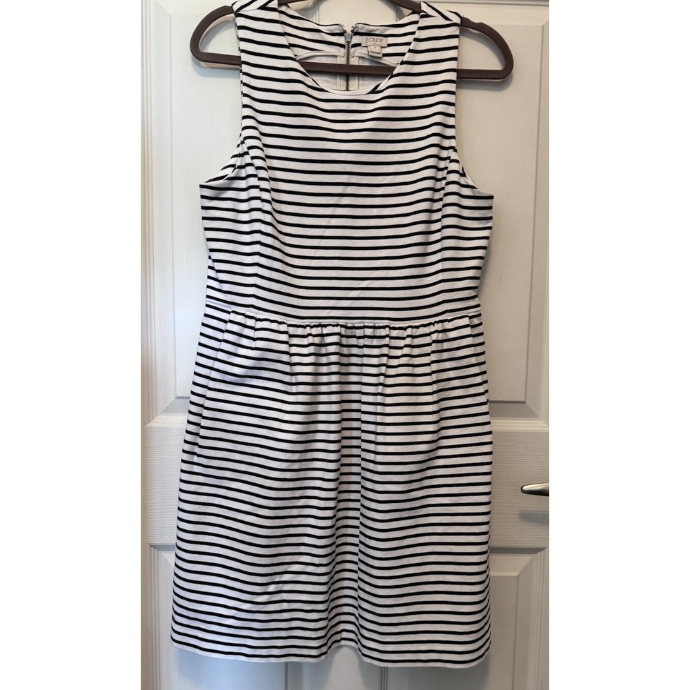 J. Crew Women's Black and White Striped Dress  Size M  Sleeveless